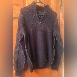 Men's Black and Gray Zip-Up Sweater